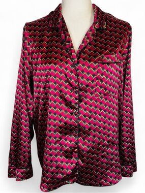 INC International Concepts Intimates Size Medium M Pajama Top Shirt Button Down